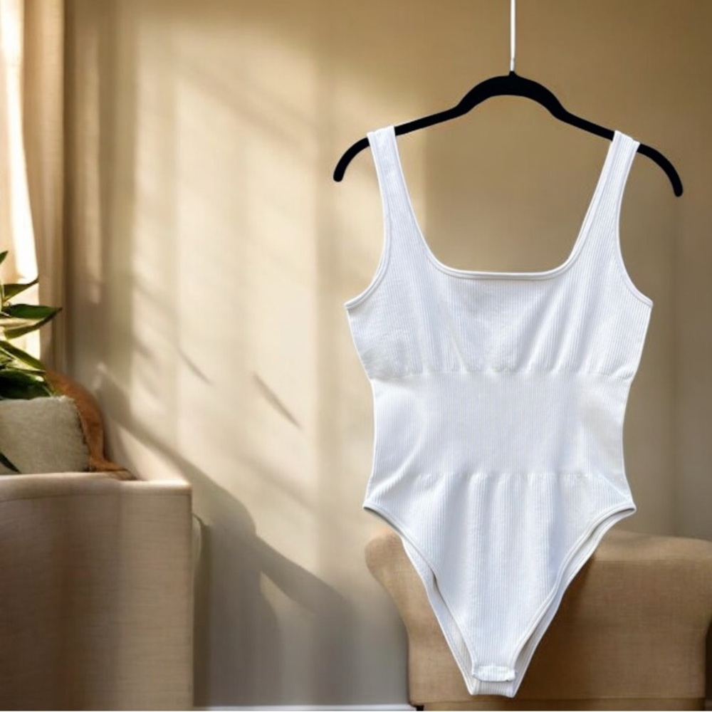 Chic Cream Ribbed Bodysuit